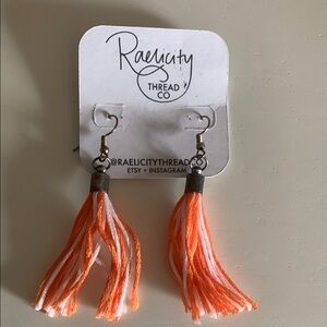 Orange and White Kids Tassel Earrings